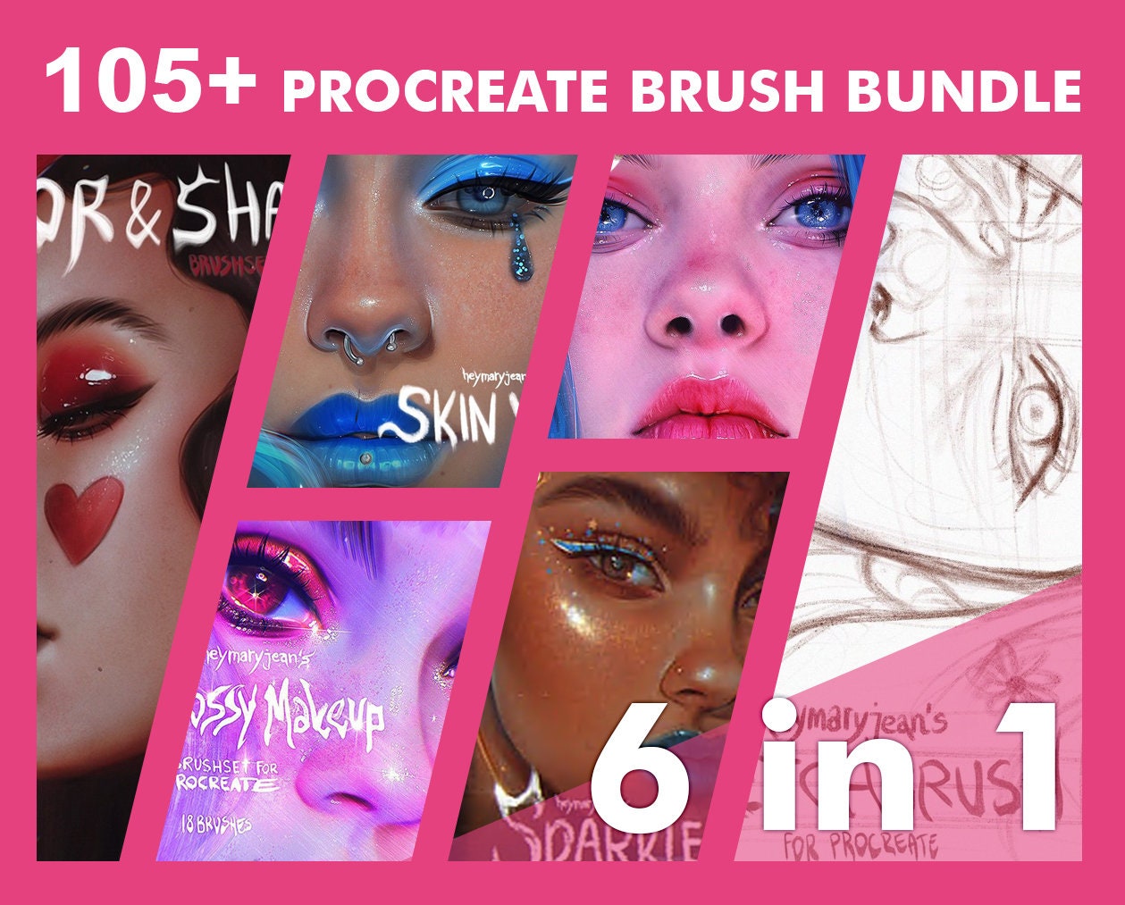 105 Procreate Brushes Procreate Brush Bundle 6 in 1 Etsy