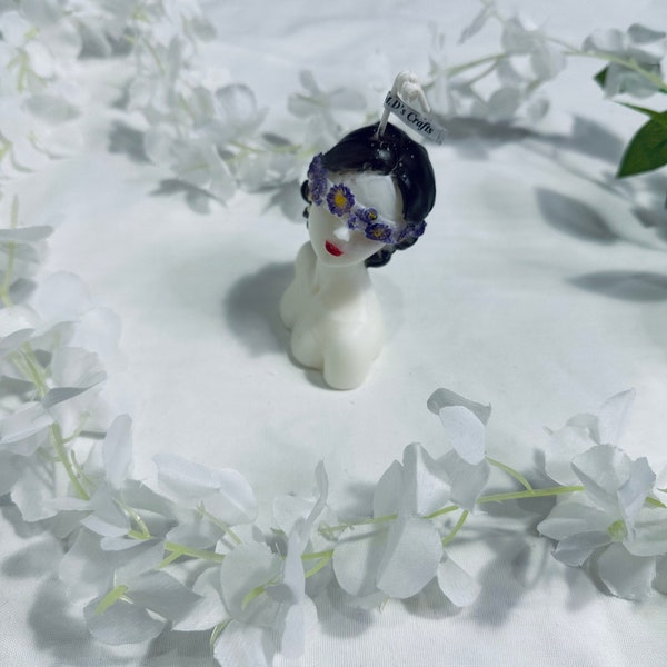 3D Lady Bust luxury Flower Blindfolded Lady Candle | Flower Girl Candles | Bridesmaid Keepsake