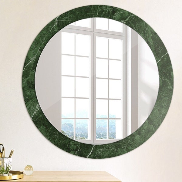 Green Marble, Green, Mirror Print Frame, Framed Wall Art, Mirror Wall Decor, High Quality Print, Handmade