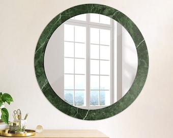 Green Marble, Green, Mirror Print Frame, Framed Wall Art, Mirror Wall Decor, High Quality Print, Handmade