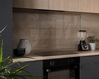Transparent Glass Kitchen Panel with Point Mounting, Tempered Glass Kitchen Cover, Tempered Glass Backsplash