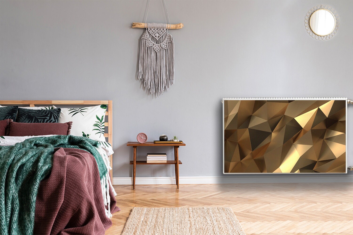 Golden Abstract Radiator Cover, Yellowprinted Radiator, Shiny Heating ...