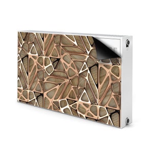 Gold Lattice Radiator Magnet Cover, Bronze Magnetic Masking Frame, Brown Printed Radiator, Geometric Magnet Mat, Idea Gift