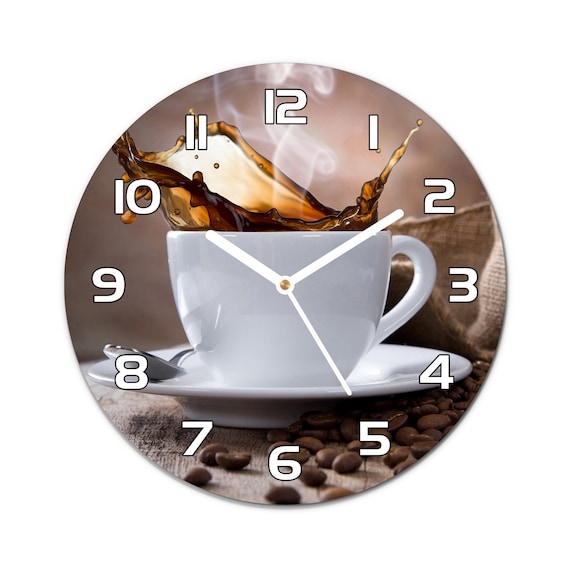 Smotly Orologio da parete a forma di tazza di caffè con luce notturna a LED, regalo per gli amanti del caffè