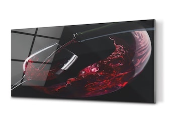 Bottle Of Red Wine Backsplash, Black Wall Tempered, Silver Glass Splashback, Beverage Kitchen Wall Protection, Easy To Install