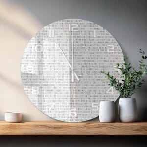 Binary Code Square Wall Clock, Gray Custom Glass Wall Clock, Science fiction Living Room Home Decor Bild 9