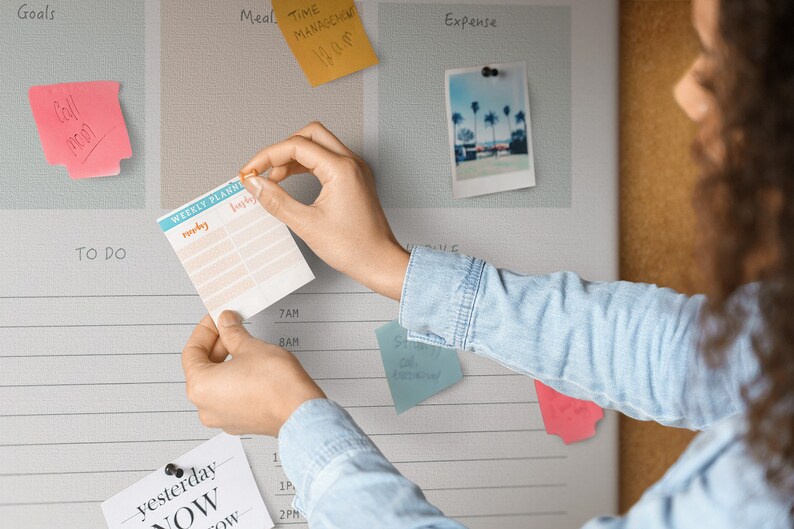 Today planner, Student's Notes Board, Goal Board, White, Timetable, Push Pins, Goal Organizer, Cork Board image 5