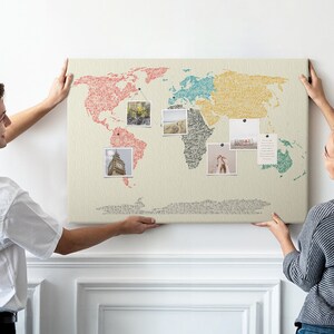 Buchstaben Weltkarte, Reise-Tracker, große Korktafel, mehrfarbig, mit Stiften, Schülernotiztafel, Karte der besuchten Länder