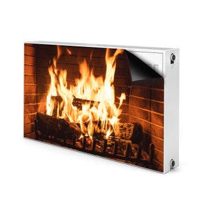 Fireplace Radiator Cover For Home, BrownPrinted Radiator, Orange Heating Cover, Hearth Magnetic Masking Frame, Housewarming Gift