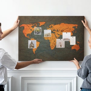 Weltkarte, große Korktafel, Notiztafel für Studenten, Reise-Tracker, Karte für besuchte Länder, Mit Pins, mehrfarbig