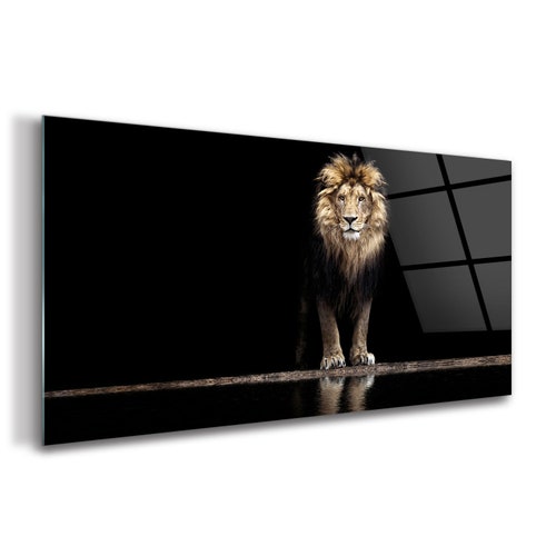 Lion Tempered Glass Printing Wall Art Natural and Vivid Wall Etsy