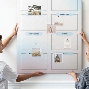 Tablero de visión, tablero de corcho, tablero de notas XXL para estudiantes, chinchetas, patrón personalizado, tablero de estado de ánimo, multicolor