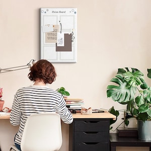 Tablero de visión, tablero de corcho, tablero de notas XXL para estudiantes, alfileres incluidos, patrón personalizado, tablero de estado de ánimo, blanco
