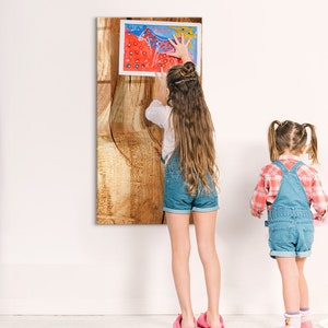 Tablero de notas de madera natural, tablero magnético para niños, tablero de notas marrón, exhibición de fotos de la naturaleza en la pared