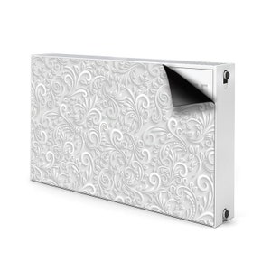 Floral Pattern Radiator Cover, White Magnet Mat, Gray Heating Cover, Botanical Printed Magnet, Magnet Decoration, Idea Gift