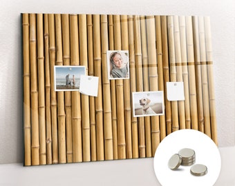 Bamboo sticks Wall Organizer, Magnetic Chore Board, Brown Memo Board, Nature Pattern