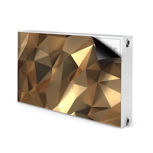 Golden Abstract Radiator Cover, YellowPrinted Radiator, Shiny Heating Cover, Geometric Magnetic Masking Frame, Housewarming Gift