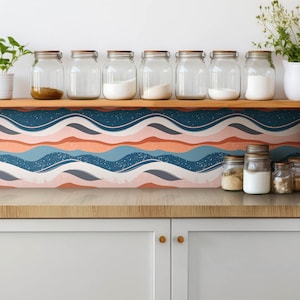 Abstract Colorful Waves Tile Stickers, Self Adhesive Tiles, Abstraction Tile Stickers, Colorful Decal Decor, Wall Tile Stickers, Set of 9