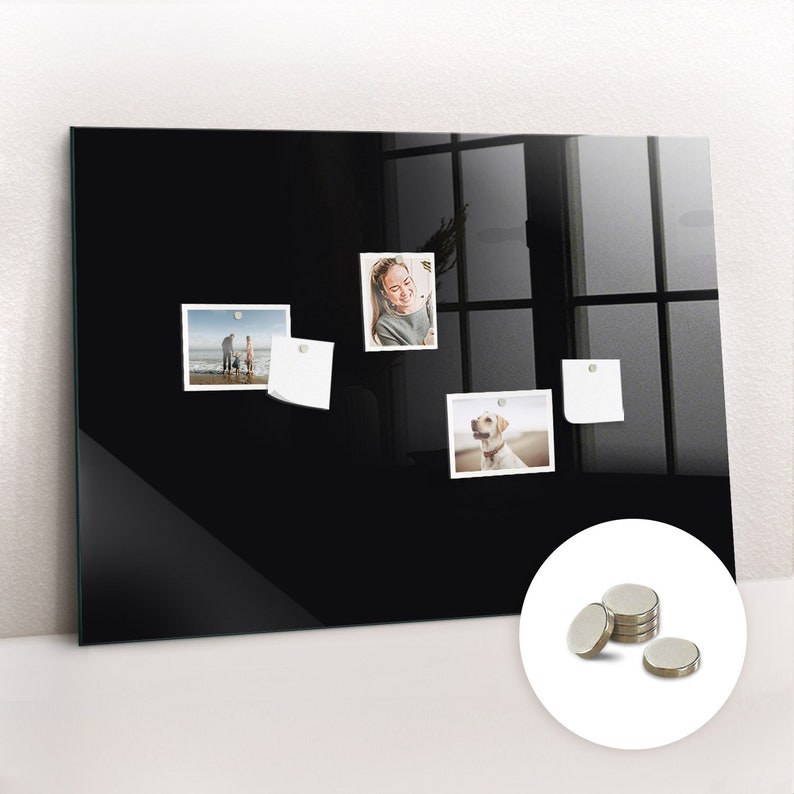 Black Glass Command Center, Black Color, Kids Magnetic Board, Message Board, Memo Board image 2