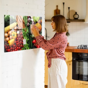 Tablero de exhibición de verduras frescas, tablero magnético grande, tablero de mensajes multicolor, patrón de alimentos y bebidas