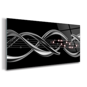 Modern Art Picture On Glass , Black Printing Wall Art , Silver Photo On Glass, Abstract Wall Decor, Glassware, Housewarming Gift