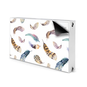Feathers Printed Magnet, Blue Magnetic Printed Mat, Orange Printed Radiator, Animal Heating Cover, Magnet Decoration, Idea Gift
