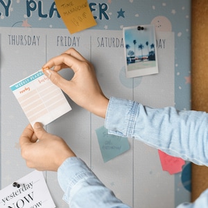 Cosmic Planner, Pin Board, Idea Organizer, Timetable, Student&#39;s Note Board, Thumbtacks, Blue