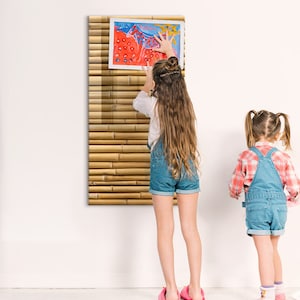 Organizador de pared de bambú, tablero magnético para tareas domésticas, tablero de notas beige, tablero de exhibición de flores y plantas