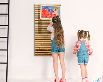 Organiseur mural en bambou, tableau de tâches ménagères magnétique, tableau pour mémo beige, tableau fleurs et plantes