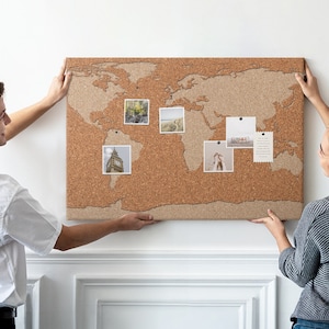 Houten wereldkaart, bruin, maat XXL, prikbord, inclusief pinnen, reistracker, Places You've Been