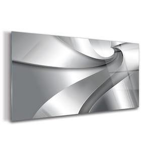Modern Art Glass Wall Art, Silver Print On Tempered Glass, Gray Printing, Abstract Wall Decor, Decorative Glass, Idea Gift