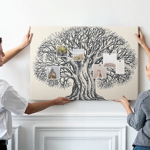 Árbol ramificado de la naturaleza, tablero de notas XXL para estudiantes, patrón personalizado, tablero de corcho, tablero de estado de ánimo, pines incluidos, gris