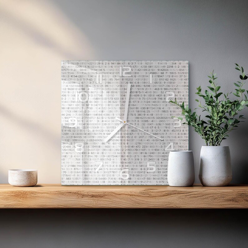 Binary Code Square Wall Clock, Gray Custom Glass Wall Clock, Science fiction Living Room Home Decor Bild 6