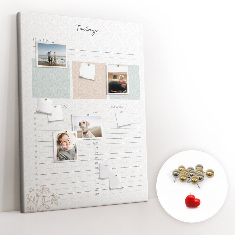Today planner, Student's Notes Board, Goal Board, White, Timetable, Push Pins, Goal Organizer, Cork Board image 3