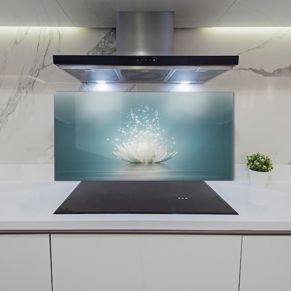 Crédence Cuisine Verre Trempé 65x60 Cm - Protection Anti-Éclaboussures Motif Citron Eau, Adhésif, Décorative Et Résistante
