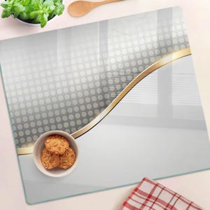 Abstract Pattern Cutting Board, Gold Glass Chopping Board, Housewarming Gift, Small Cutting Board