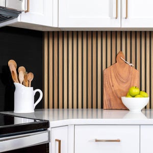 Wooden Boards Lamellas Panel Stickers, Removable Panels, Texture Panel Stickers, Brown Decal Decoration, Kitchen Panel Stickers image 2