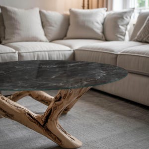 Durable Tempered Glass Tabletop, Marble Pattern With Veins Glass Table Top, Black Round Glass Table Cover, Glass Table Top