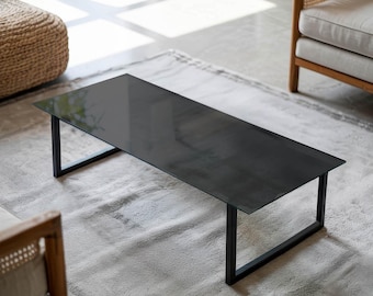Modern Black Glass Table センターテーブル① Protective Glass Top for Tables, Smooth Black Color Modern Glass