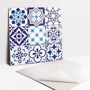 Carrelage décoratif, autocollants pour carrelage, autocollants pour carrelage, mosaïque, autocollant bleu, autocollants pour carrelage, lot de 9