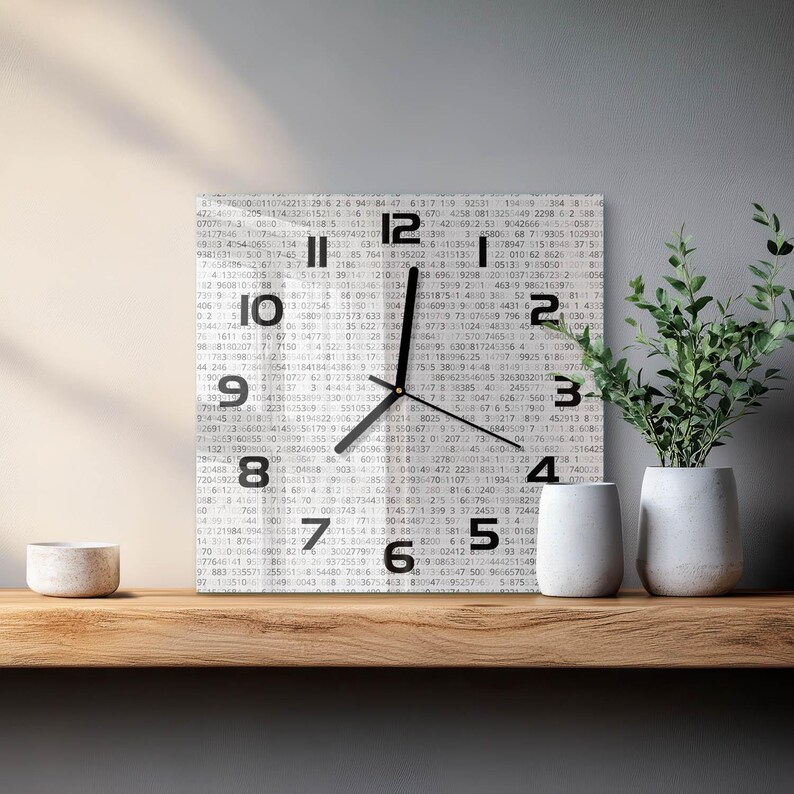 Binary Code Square Wall Clock, Gray Custom Glass Wall Clock, Science fiction Living Room Home Decor Bild 11