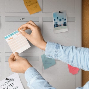Monthly Goals, Goal Board, Student's Notes Board, White, XXL Cork Board, Push Pins, Custom Pattern