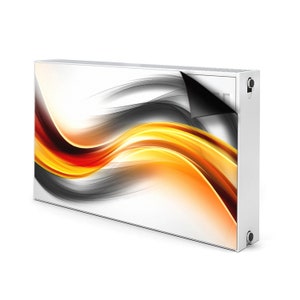 Abstract Waves Heating Cover For Radiator, Yellow Printed Radiator Cover, Red Printed Magnet, Modern Radiator Cover For Home