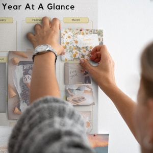 Year At a Glance, XXL Cork Board, Student&#39;s Notes Board, Push Pins, Custom Pattern, Photo Wall Display, Pink