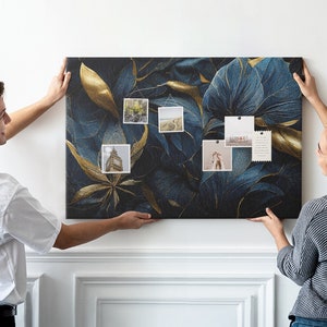 Flores decorativas, tablero de corcho, tablero de notas XXL para estudiantes, negro, alfileres incluidos, patrón personalizado, tablero de estado de ánimo