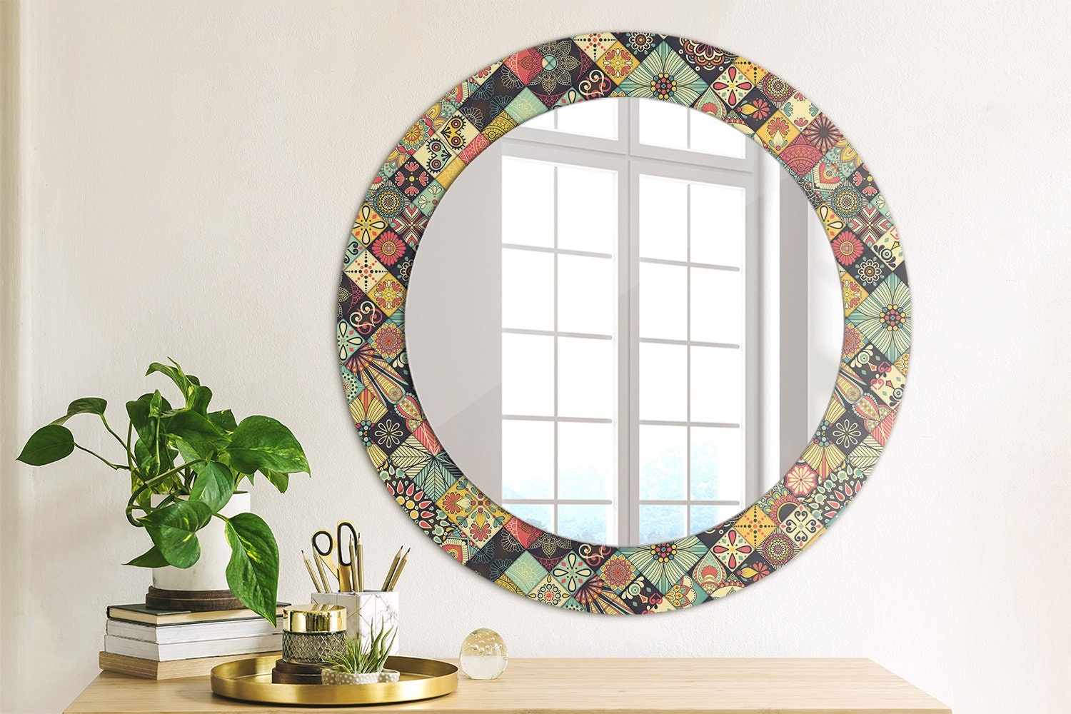 Circle Mirror Wall Decor,round Aesthetic Mirror Home Design , Modern Flat  Mirror Wall Art 