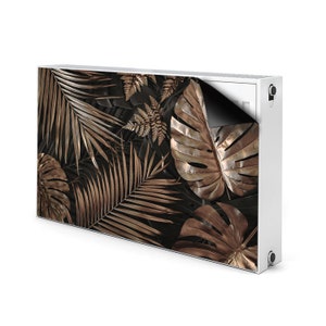 Golden Leaves Printed Magnet, Bronze Printed Radiator Cover, Black Magnet Mat, Elegant Radiator Cover For Home, Housewarming Gift