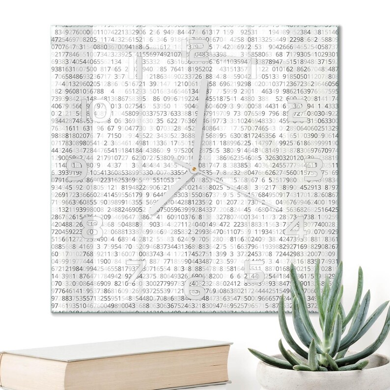 Binary Code Square Wall Clock, Gray Custom Glass Wall Clock, Science fiction Living Room Home Decor Bild 1