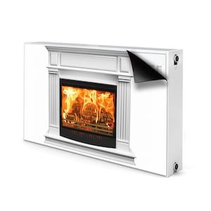 Elegant Fireplace Heating Cover For Radiator, Orange Decorative Cover For Radiator, White Radiator Cover For Home, Printed Magnet