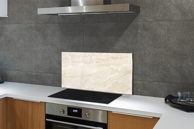 Marble Stone Texture Backsplash, Beige Splashback for Kitchem, Orange ...